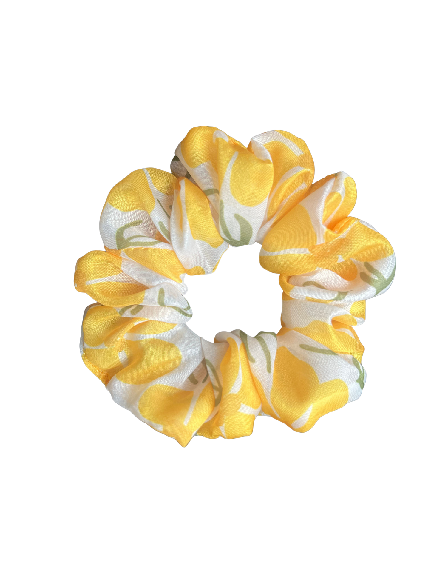 Floral Yellow & White Organza Scrunchie