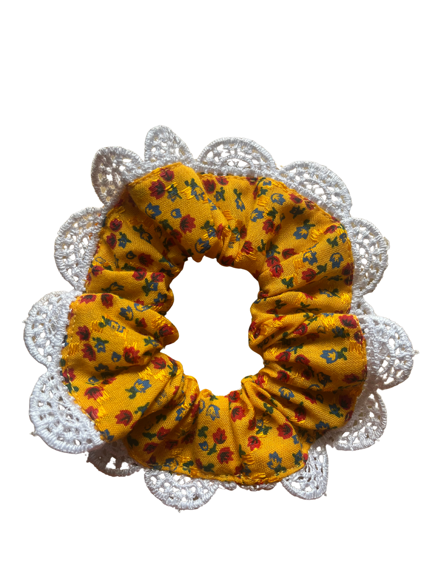 Yellow Multicolor Lace Scrunchie