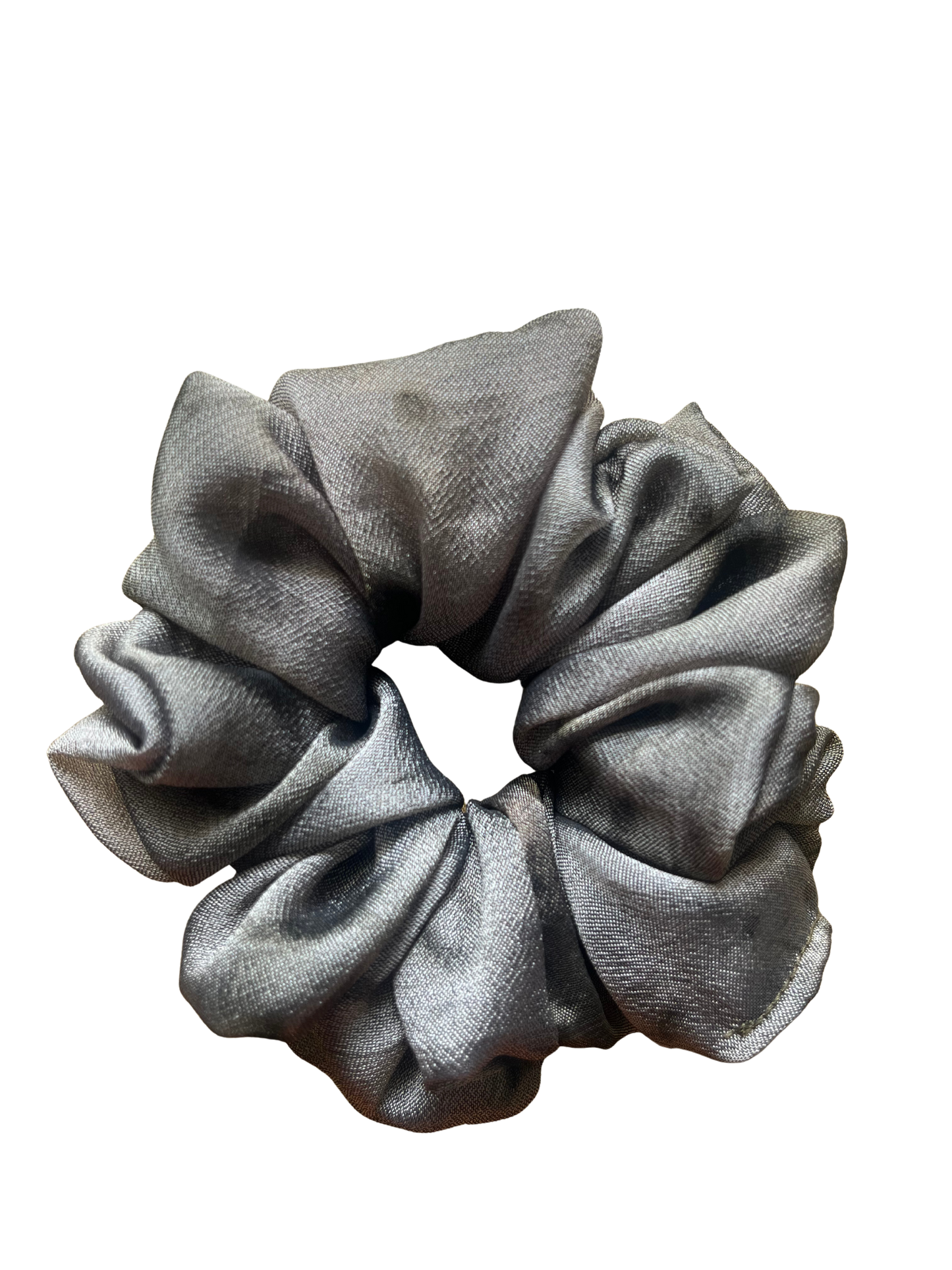 Printed Grey & Black Georgette Silk Scrunchie