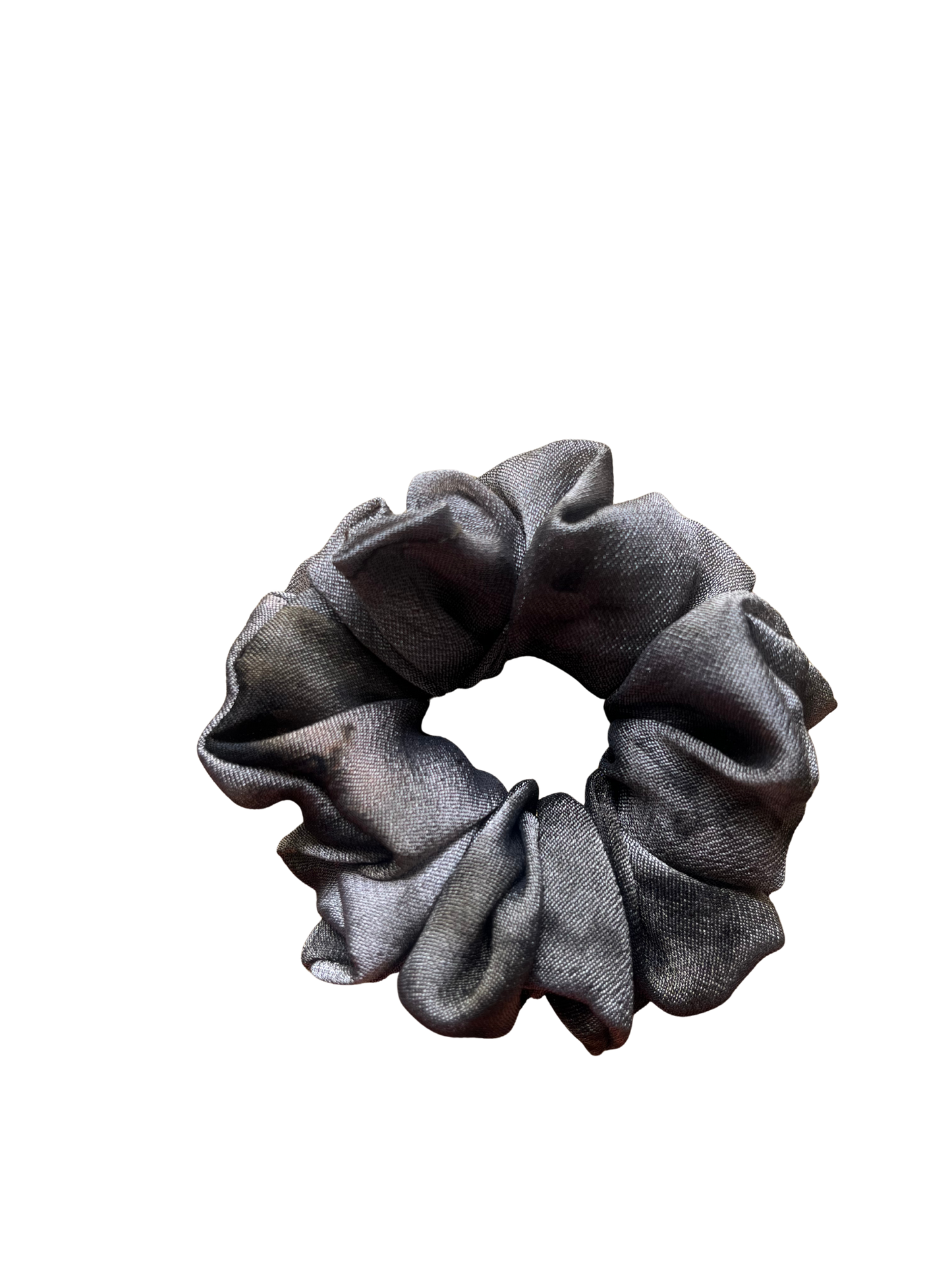 Printed Grey & Black Georgette Silk Scrunchie