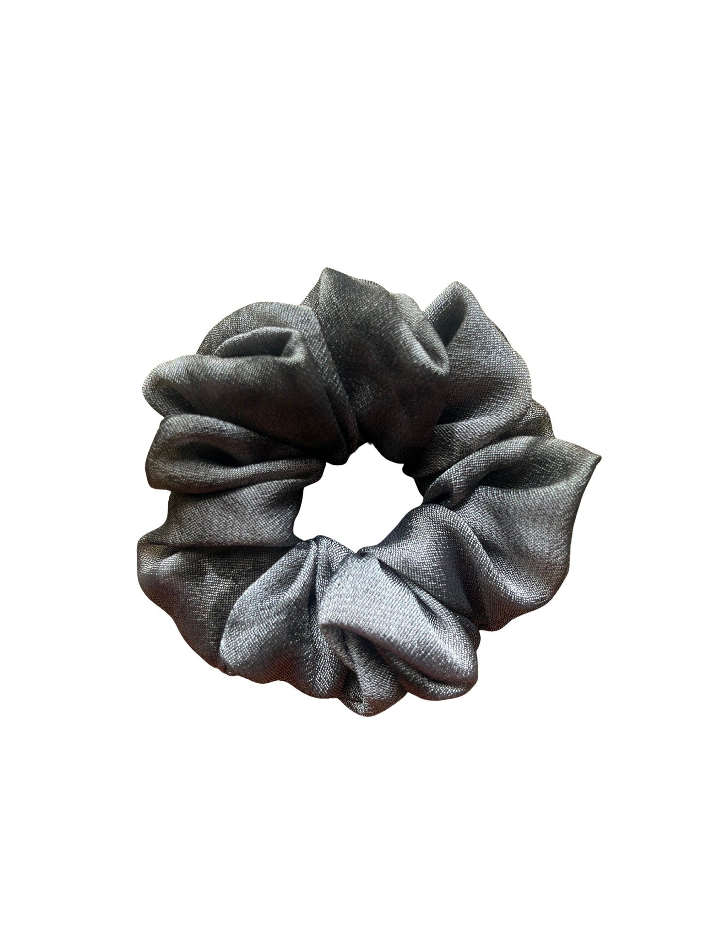Printed Grey & Black Georgette Silk Scrunchie