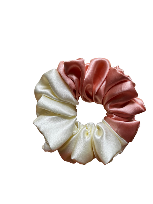 Beige & Orange Satin Scrunchie